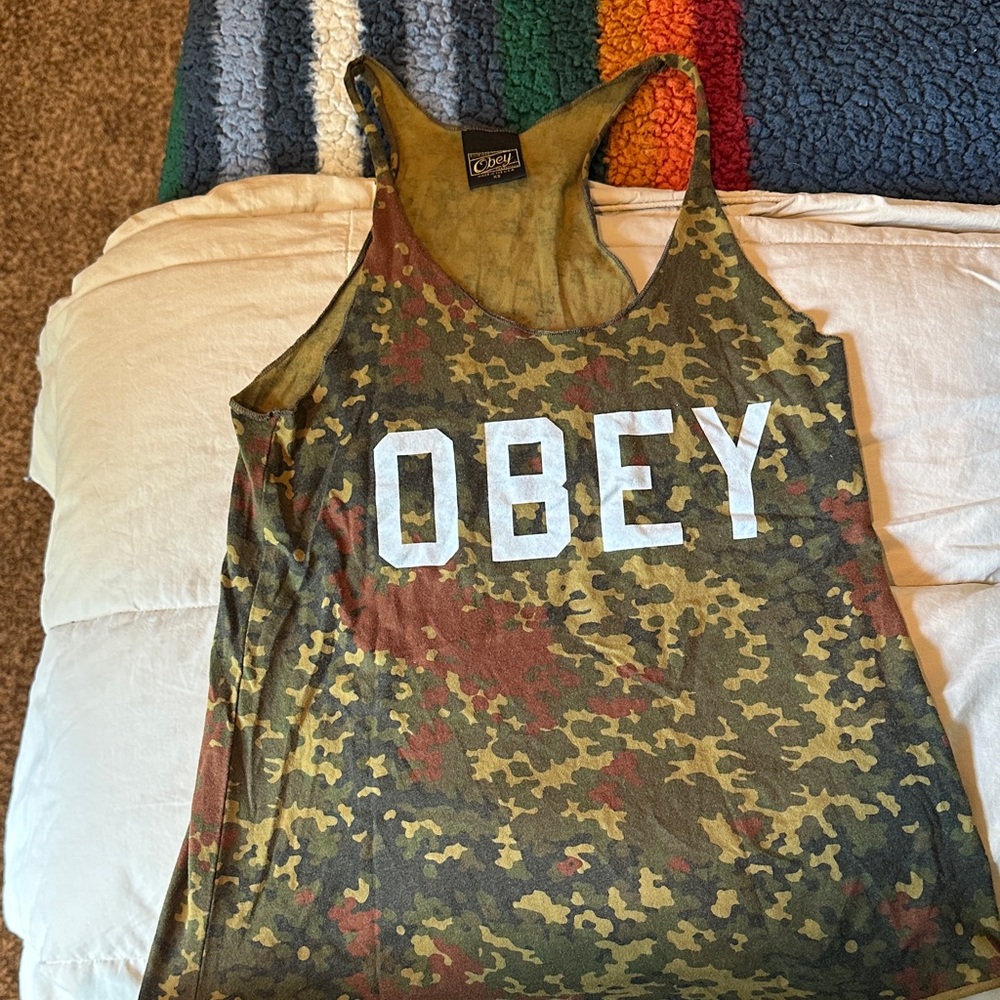 Obey Green Camo Tank Top